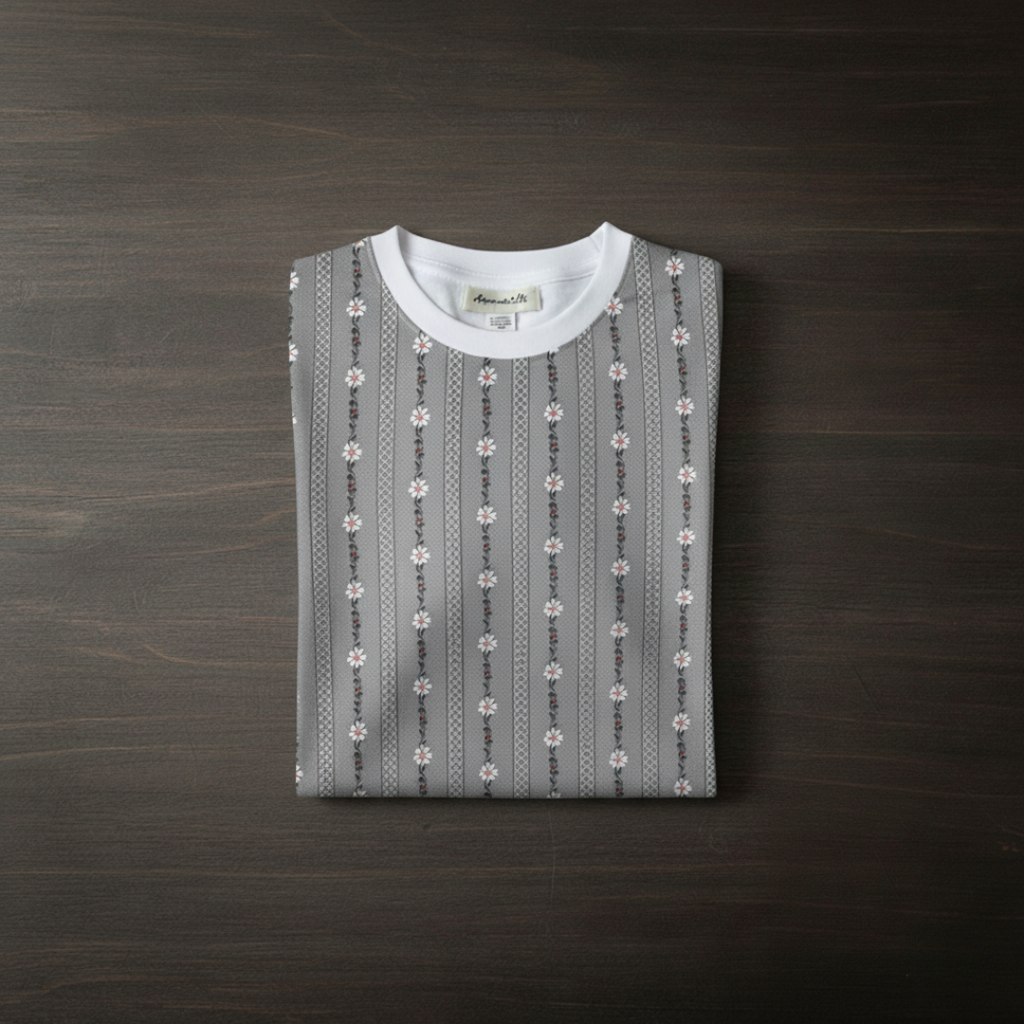 Das graue Kinder-T-Shirt „Bauernhemd“.