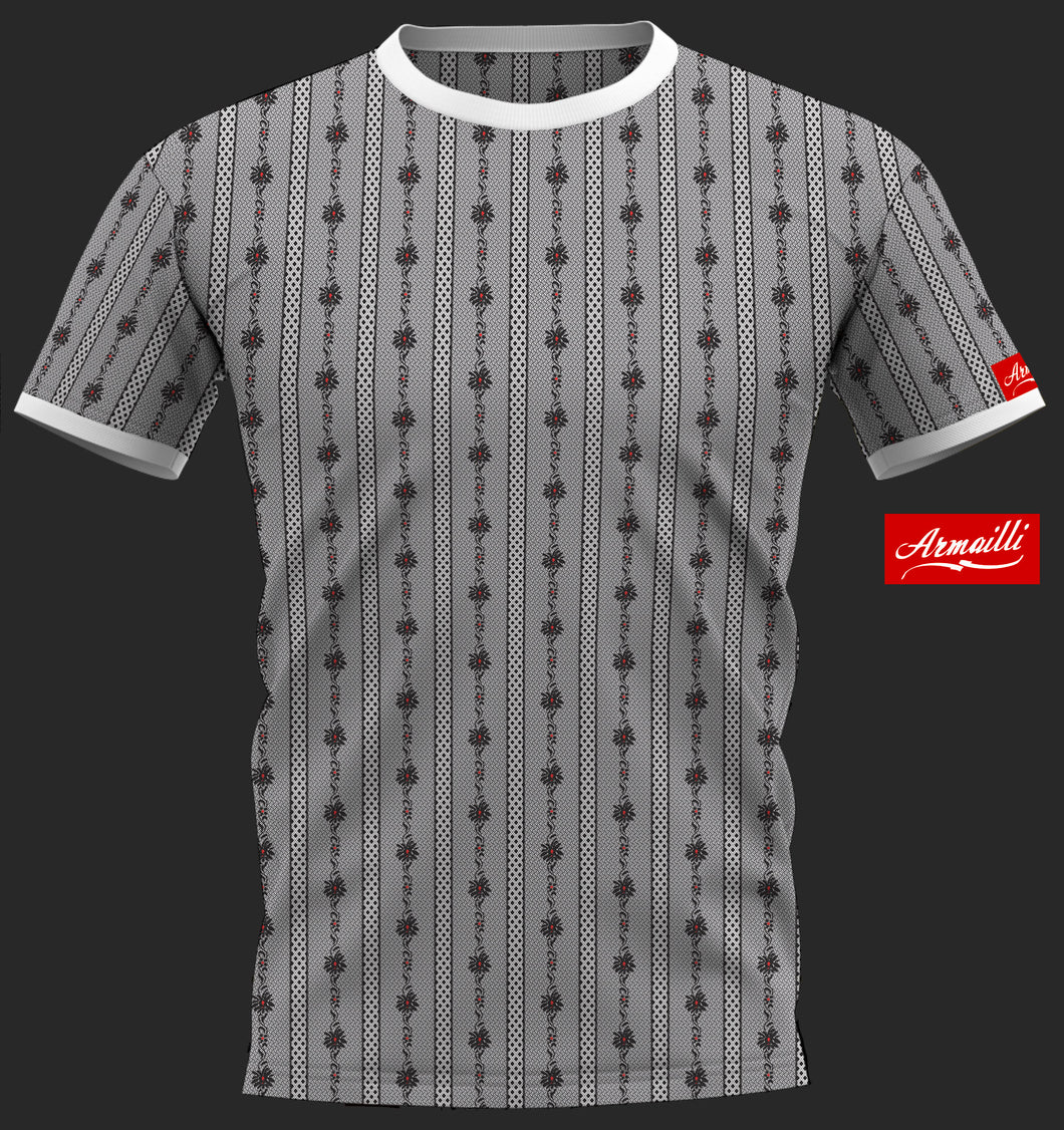 POUR ENFANTS T-SHIRT CHEMISE PAYSAN GRIS-NOIR KIDS